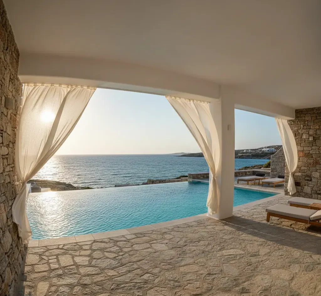 ALT TEXT: Luxury beachfront villa in Paros with private infinity pool overlooking the Aegean Sea TITLE: Luxury Villa Holiday in Paros – Private Beachfront Escape CAPTION: A refined beachfront luxury villa in Paros offering privacy, infinity pool views and authentic Cycladic architecture. DESCRIPTION: High-end beachfront villa in Paros designed for a luxury villa holiday in Paros, featuring a private infinity pool, sea views and elegant Cycladic design. 